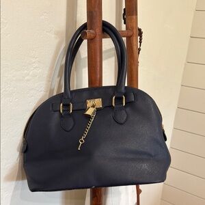 Aldo Black Satchel with Gold Accents